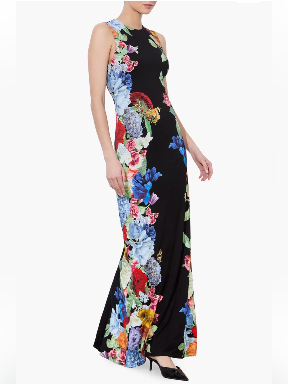Alice + Olivia Delora Placed Floral Open Back Maxi Dress NWT Size 8